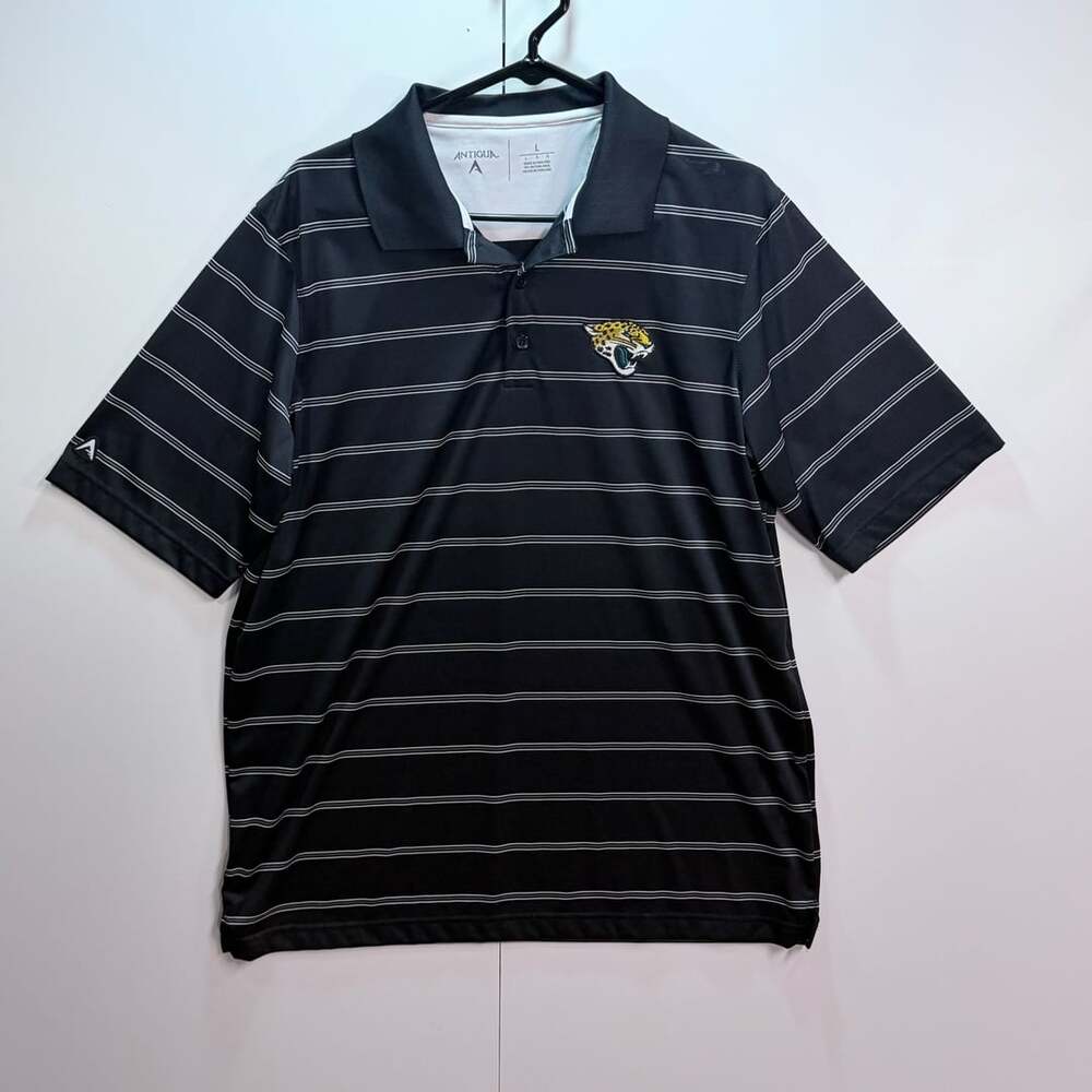 Antigua Jacksonville Jaguars Polo Shirt Size L Striped